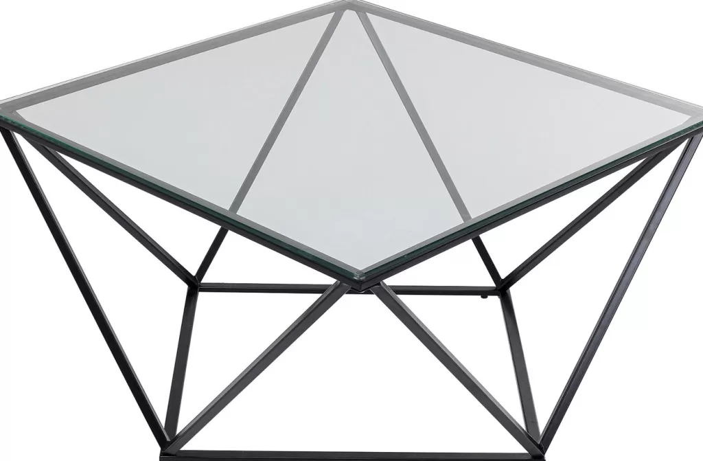Table Basse Design Cristallo par KARE - Noir Profond - Dimensions 80x80 cm - Plateau Style Contemporain