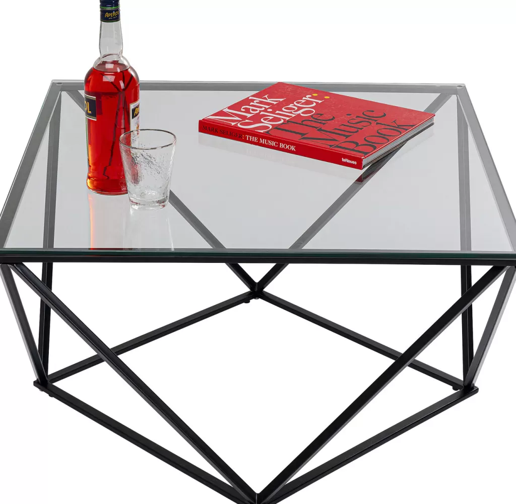 Table Basse Design Cristallo par KARE - Noir Profond - Dimensions 80x80 cm - Plateau Style Contemporain