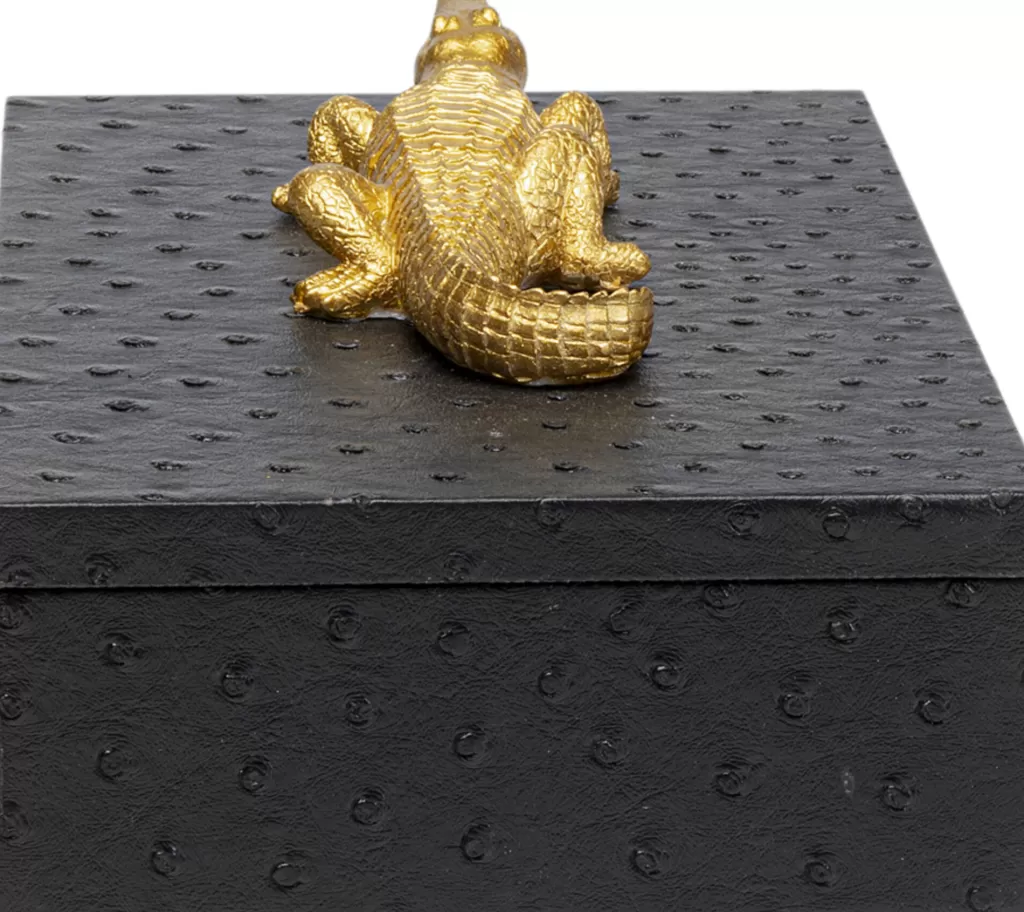 KARE Design - Lot de 2 plateaux crocodile élégants en noir profond avec motif exotique