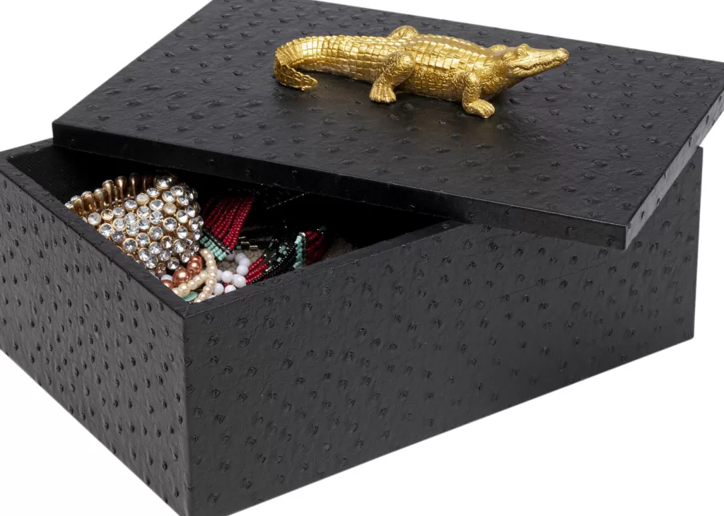 KARE Design - Lot de 2 plateaux crocodile élégants en noir profond avec motif exotique
