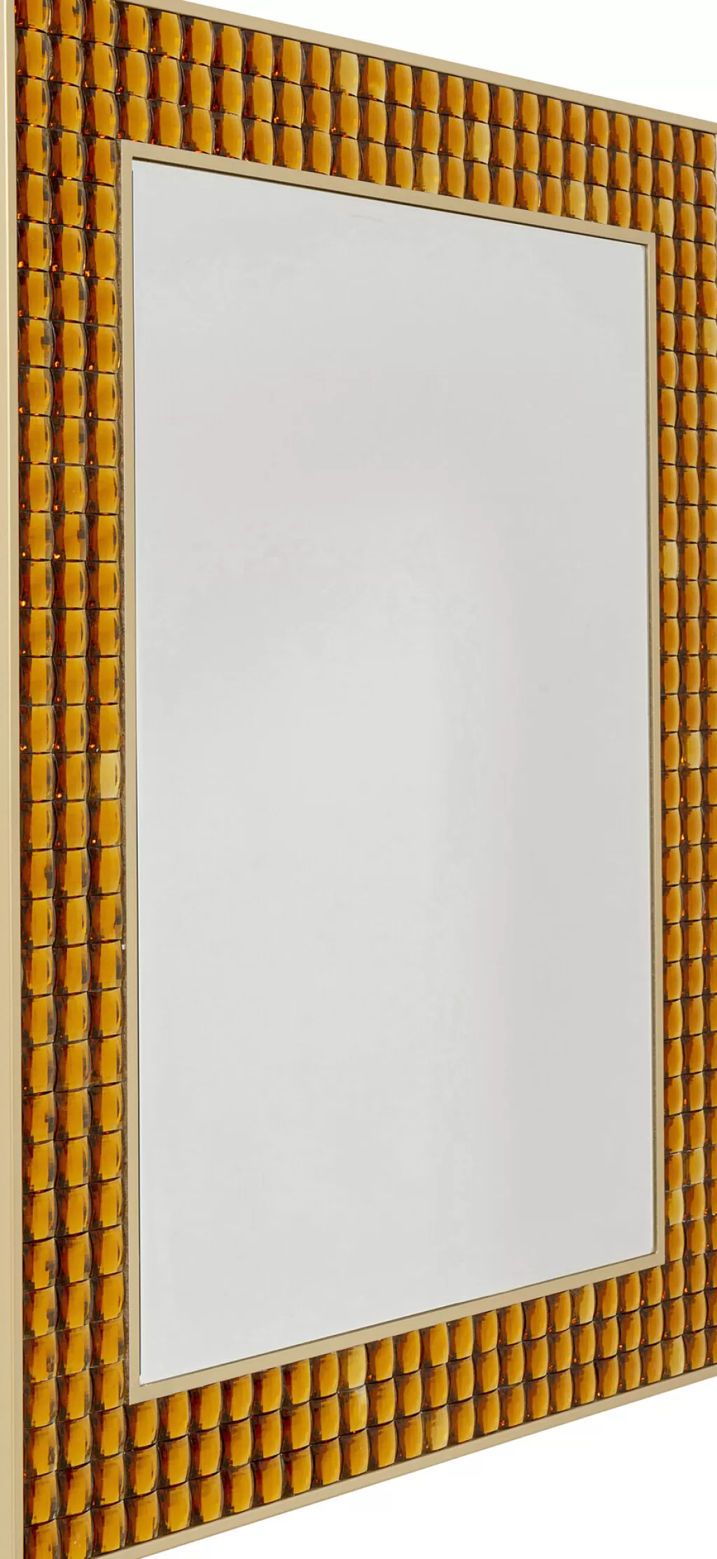 Miroir mural design KARE à incrustations cristallines, finition laiton vieilli - 80 x 100 cm