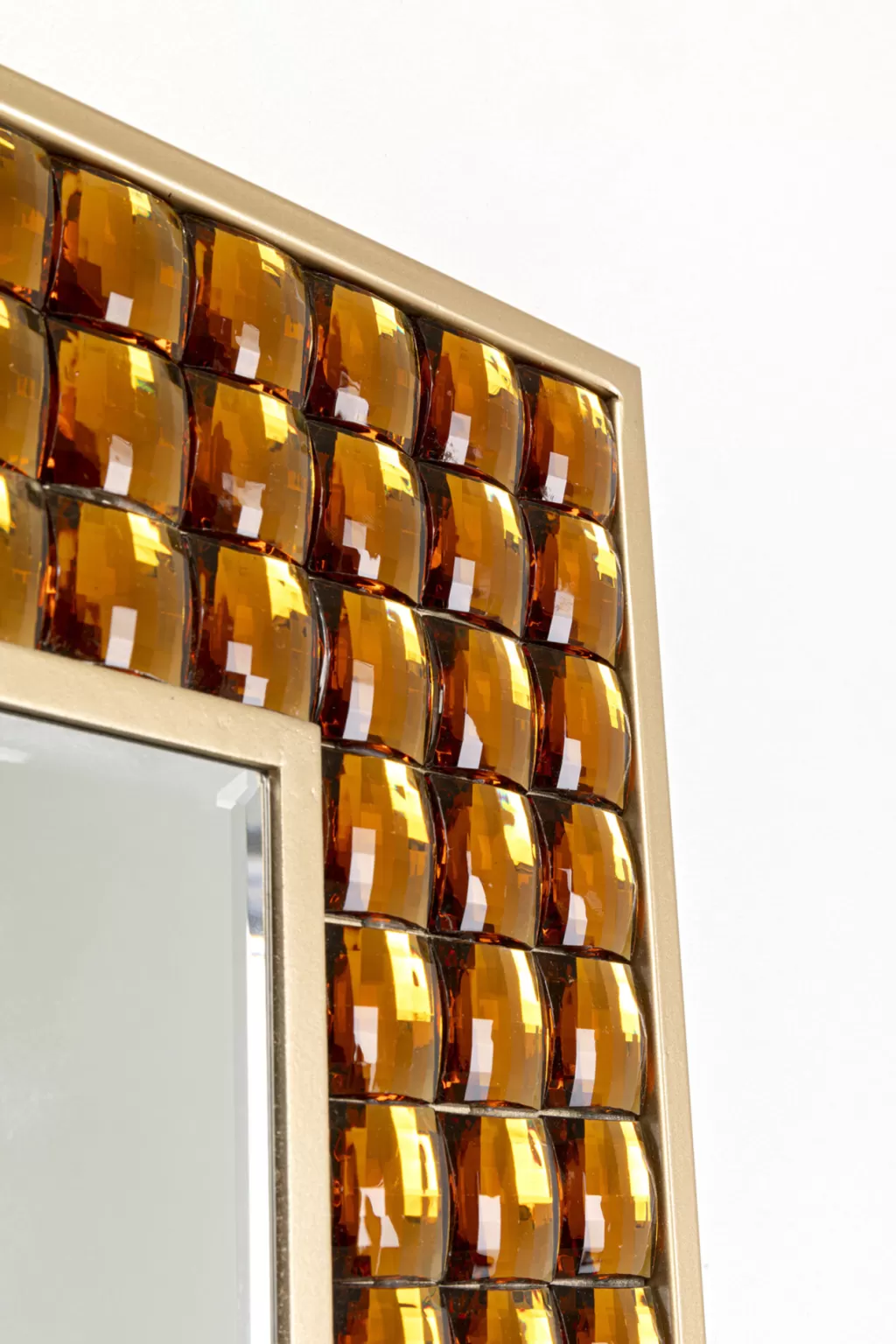 Miroir mural ornemental KARE Design - Cristaux brillants sur cadre laiton, dimensions 180x80 cm