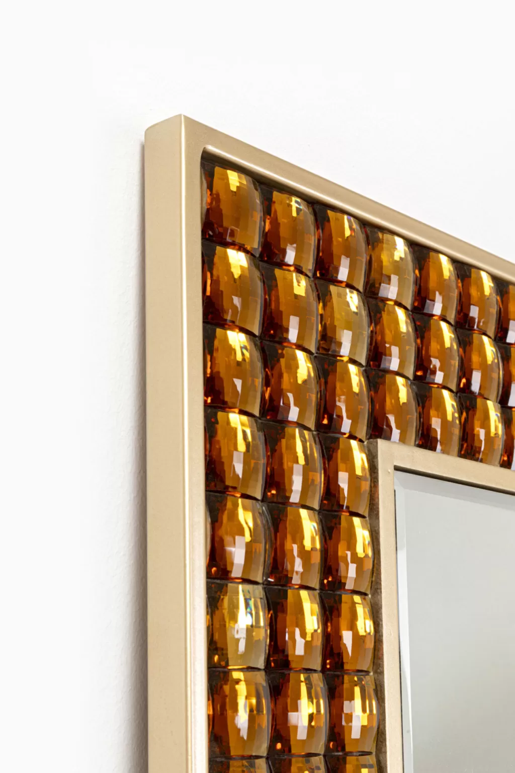 Miroir mural ornemental KARE Design - Cristaux brillants sur cadre laiton, dimensions 180x80 cm