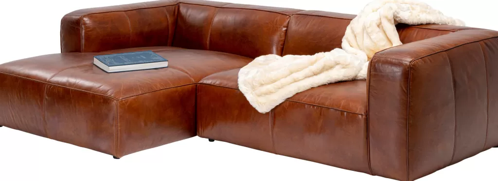 Canapé d'angle Cubetto en cuir véritable marron - KARE Design - Modèle élégant 170 x 270 cm - Confort et design intemporel