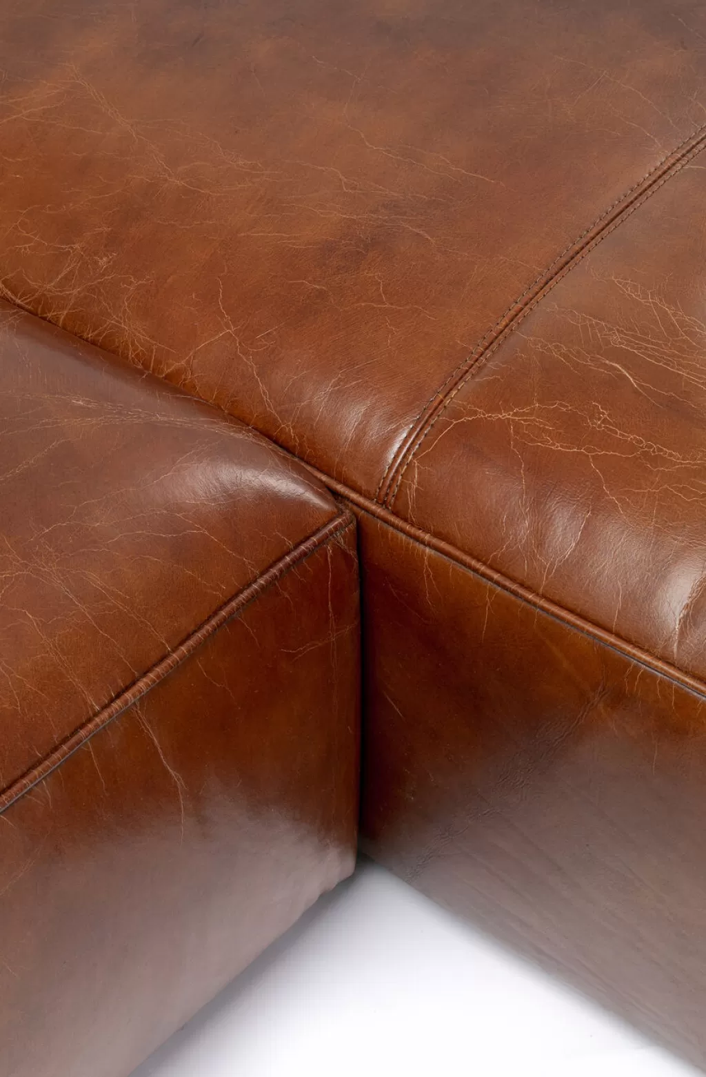KARE Design - Canapé d'angle « Cubetto » en cuir véritable, Brun Chocolat - Confort élégant pour votre salon