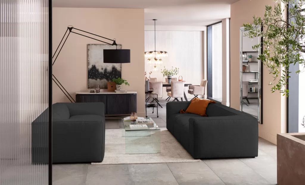 Canapé design Cubetto 3 places - Gris anthracite 220cm - KARE Collection