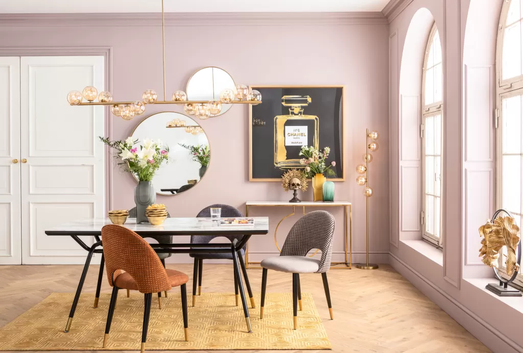 Miroir mural design en laiton vieilli - Courbe MO diamètre 10 cm - Collection KARE édition limitée