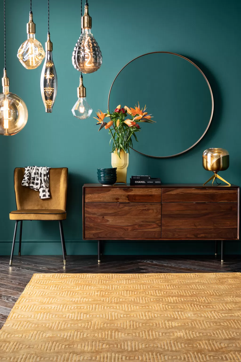 Miroir mural design en laiton vieilli - Courbe MO diamètre 10 cm - Collection KARE édition limitée