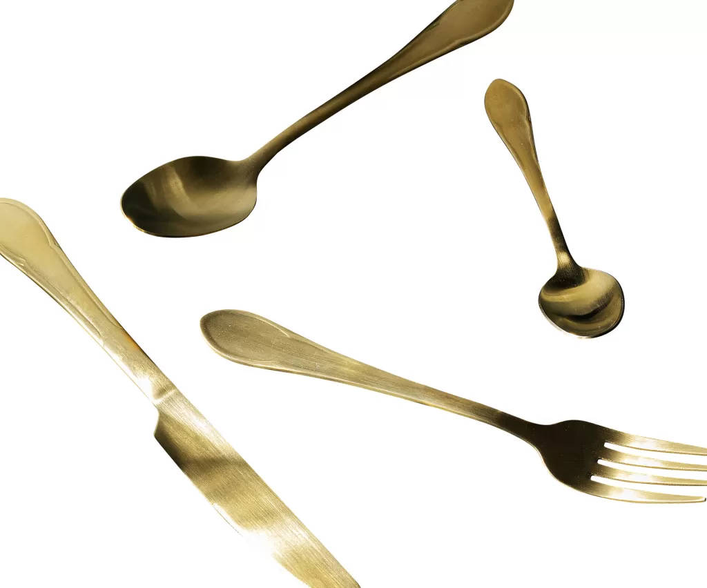 Service de couverts design Cusina par KARE - Finition dorée mat - 16 pièces pour une table élégante