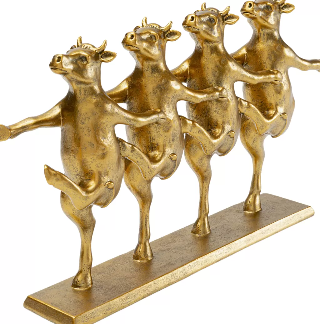 Décoration Murale Créative - Vaches Dansantes en Or par KARE Design, 40 cm de Hauteur