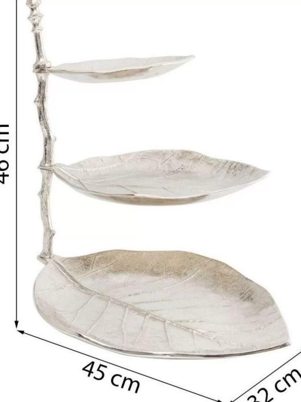 KARE Design - Plateau Superposé Feuille Décoratif en Argent, Élégant Style Botanique pour Décoration d'Intérieur
