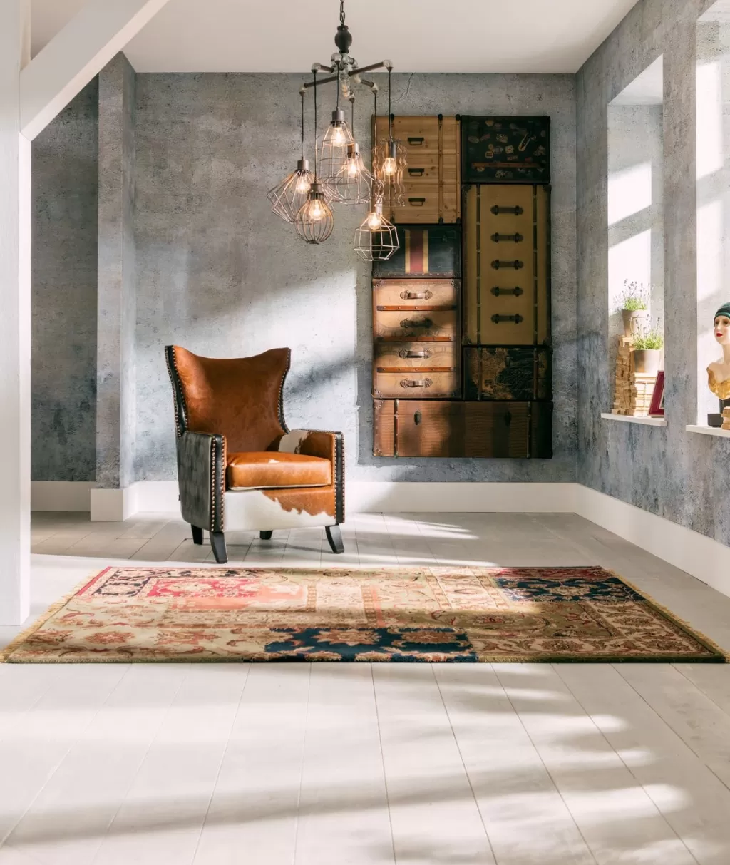 Canapé d'appoint Denver en cuir véritable - Design scandinave élégant par KARE  
(Modèle inspiré des troupeaux de bovins pour une ambiance ranch contemporaine)