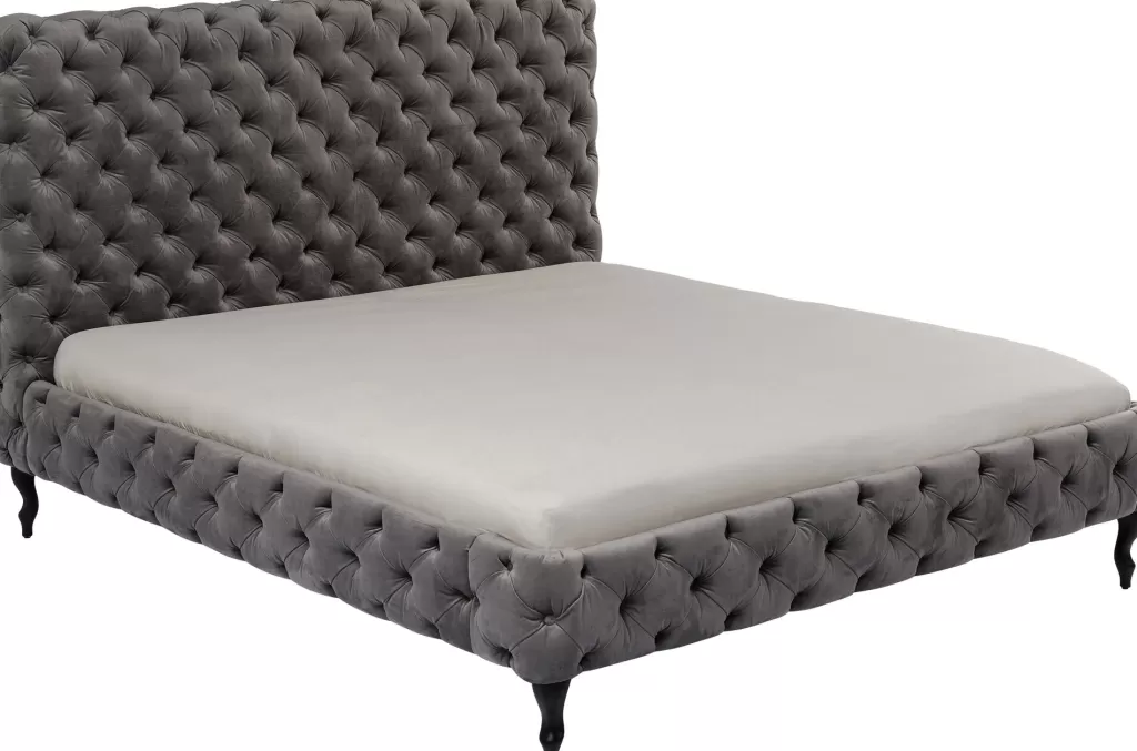 Lit design élévé Desire de KARE - Structure moderne gris argent 160x200 cm, idéal pour chambres contemporaines