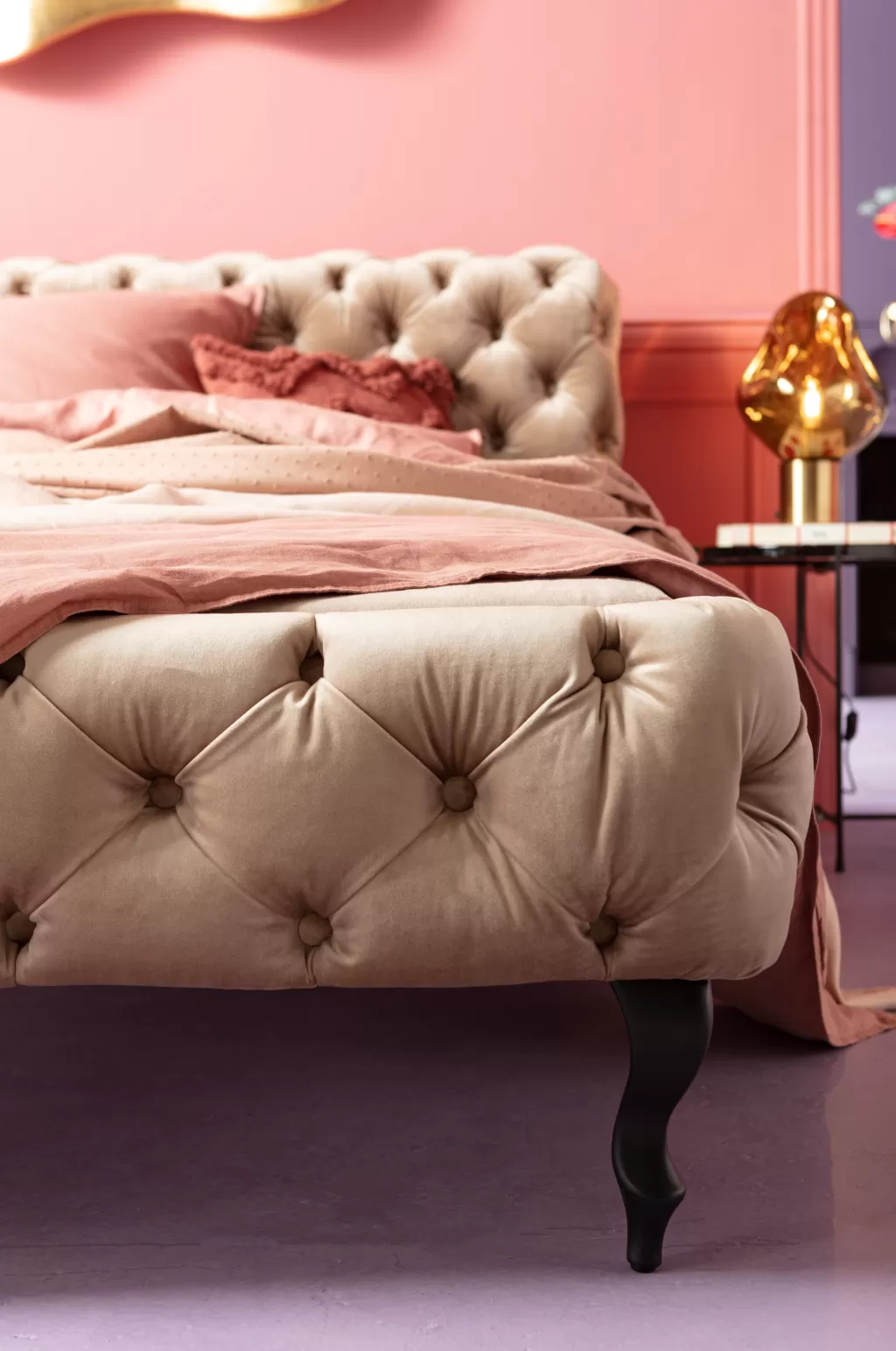 Lit Velours Écru 160x200cm - Duvet Confortable par KARE Design | Sangletoffe Premium Grand Format