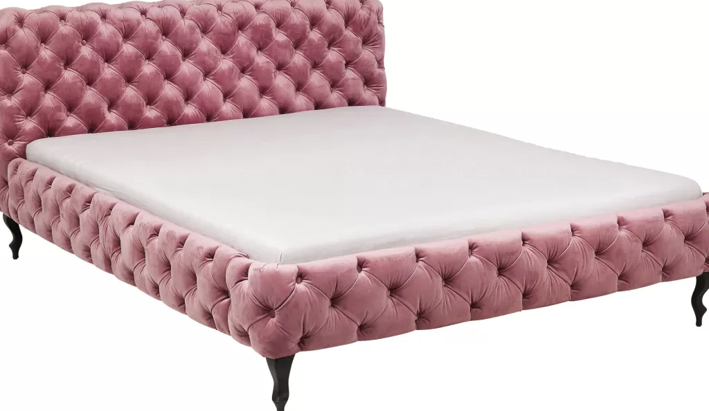 KARE Design - Lit Double Élégance en Velours Doux, Nuance Mauve 180x200 cm - Sommier Intégré, Confort Royal