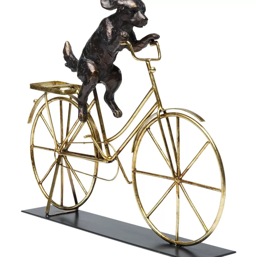 Déco murale originale - Chien à vélo vintage en métal, figurine design KARE - 44 cm pour intérieur ludique