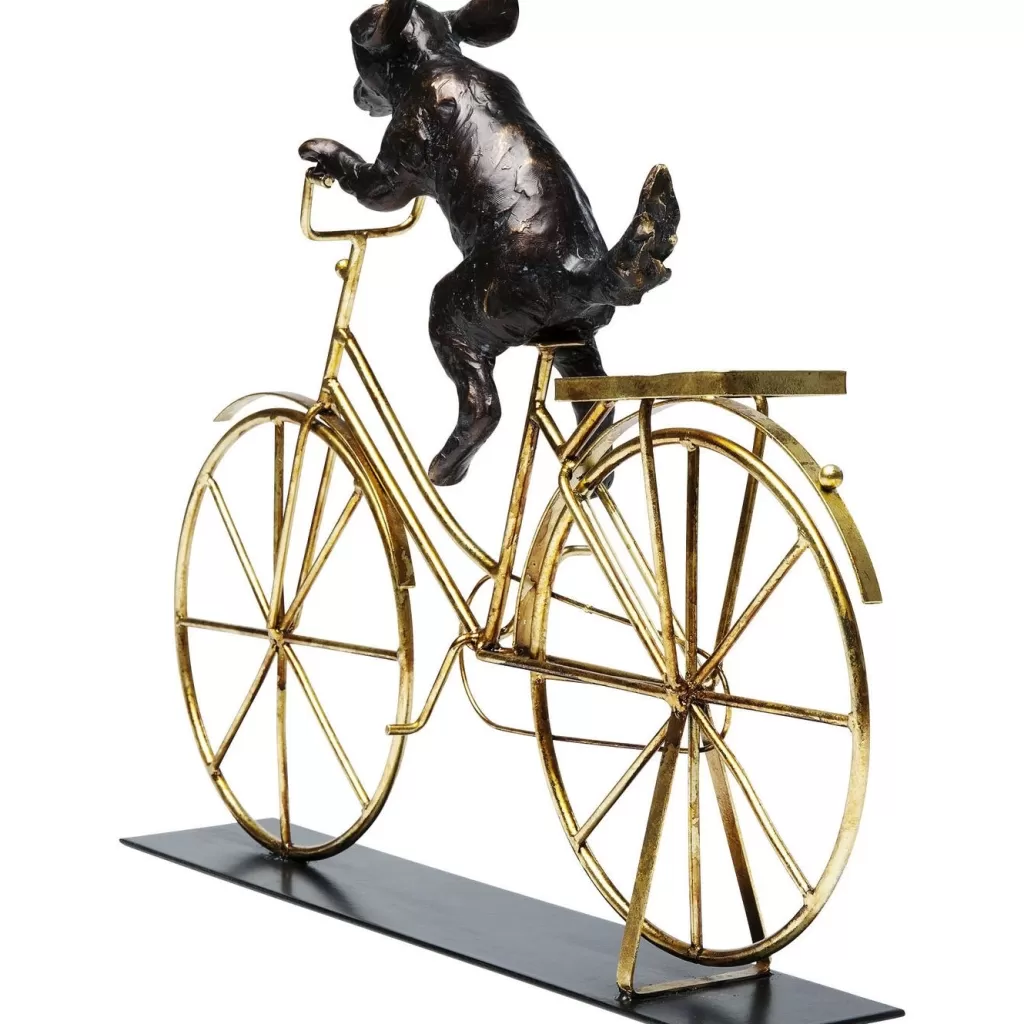 Déco murale originale - Chien à vélo vintage en métal, figurine design KARE - 44 cm pour intérieur ludique