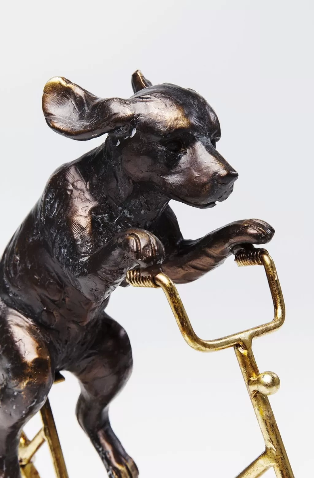 Déco murale originale - Chien à vélo vintage en métal, figurine design KARE - 44 cm pour intérieur ludique