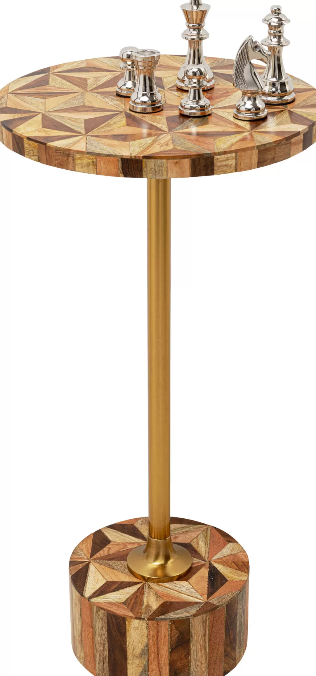 Table d'appoint design géométrique contemporain - KARE Design Domero Geo - Plateau circulaire en marron (Ø25cm)
