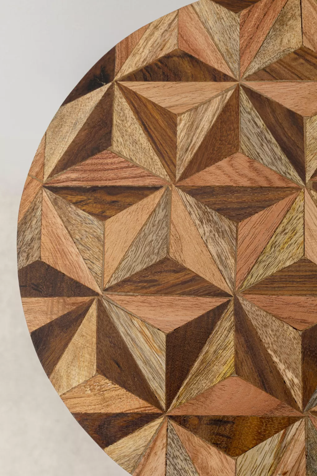 Table d'appoint design géométrique contemporain - KARE Design Domero Geo - Plateau circulaire en marron (Ø25cm)