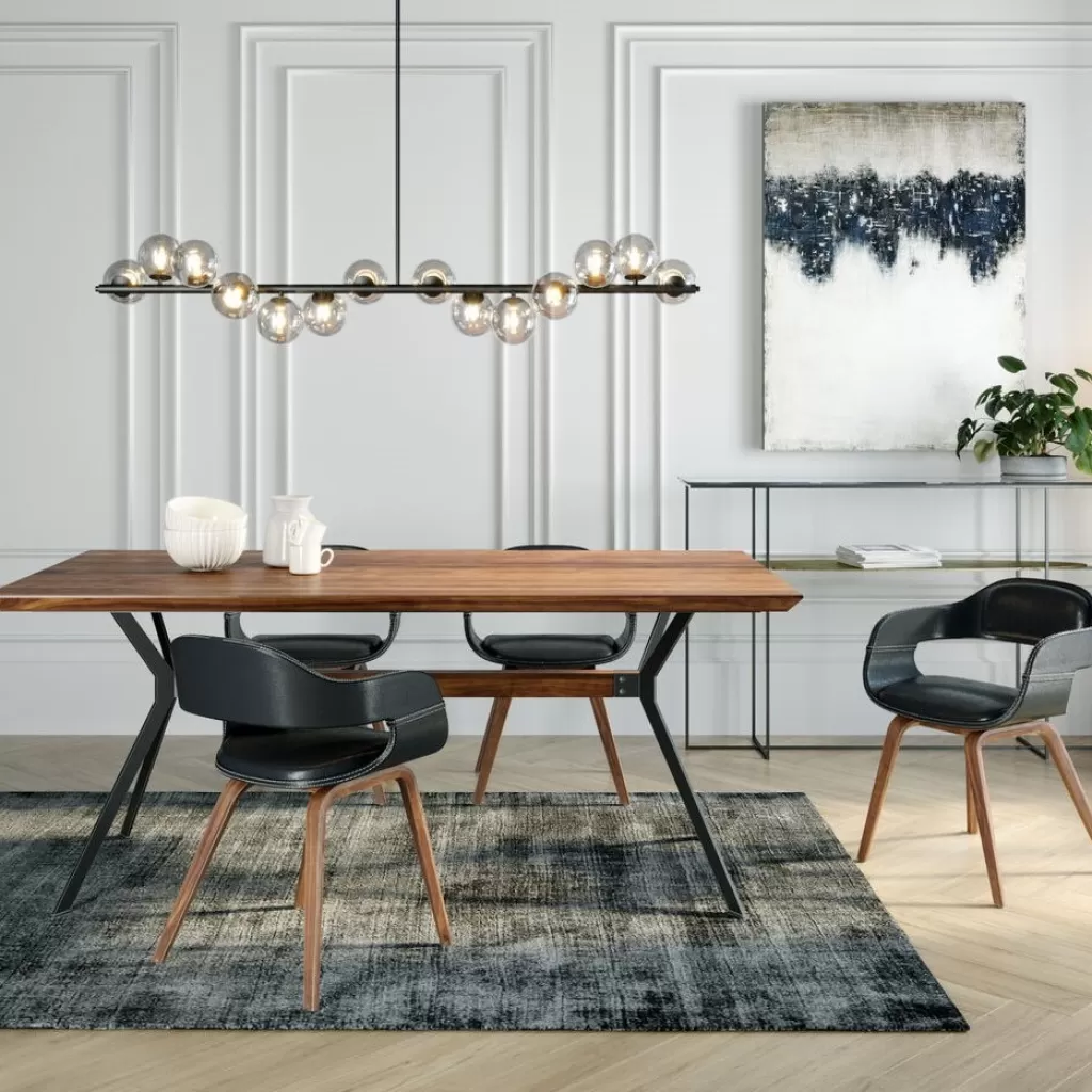 Table basse Downtown par KARE Design - Plateau en noyer massif 220 cm de longeur, idéale pour espaces contemporains