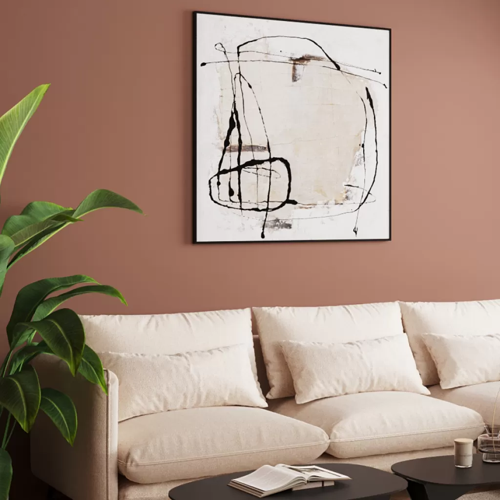 Tableau Décoratif Encadré | Teinte Gris Cendre | Collection KARE Design | Dimensions 100x100 cm - Idéal pour une Déco Contemporaine