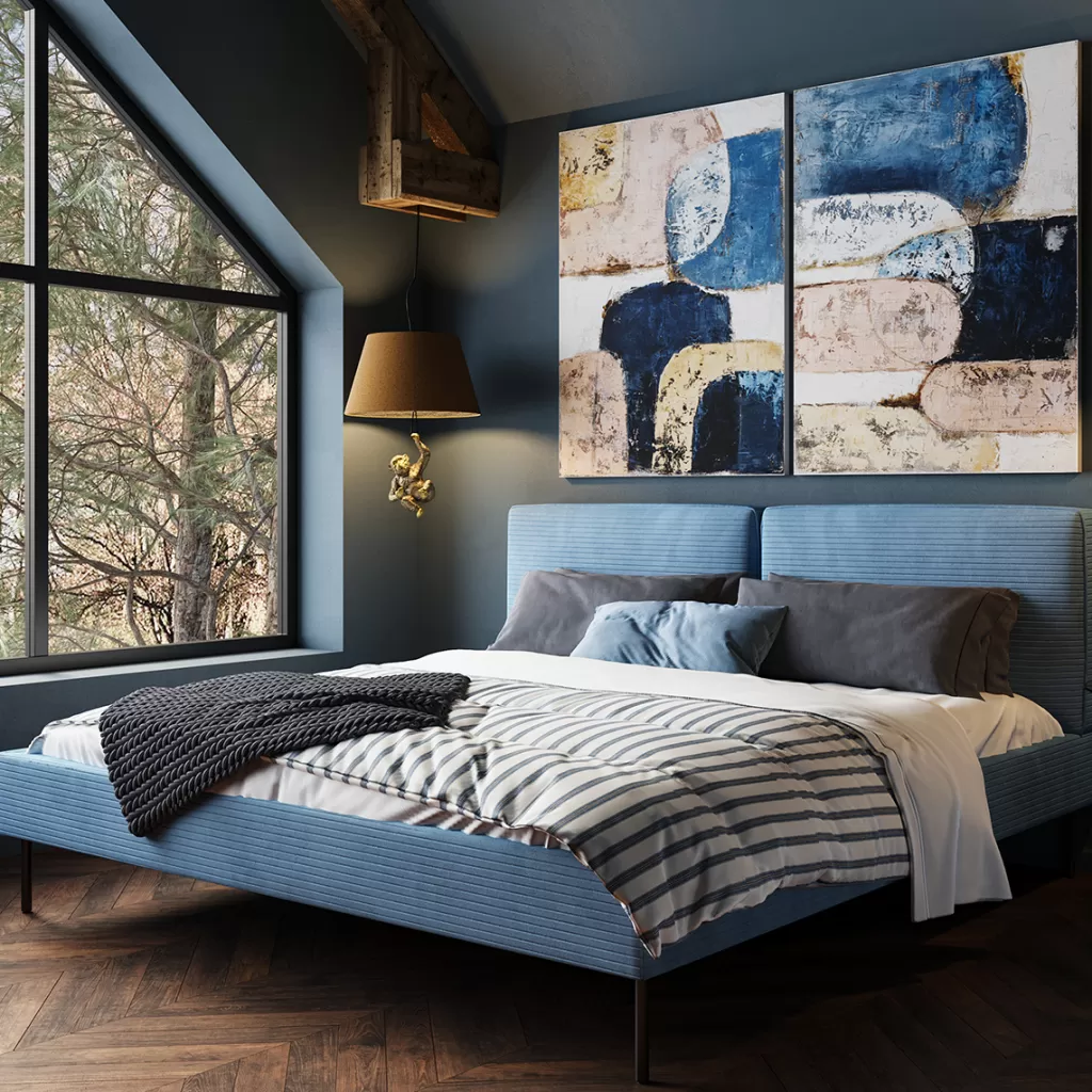 Lit double design East Side en velours texturé - Bleu nuit 180x200 cm par KARE  

(Alternative plus détaillée : Lit 2 places modèle East Side - Tissu velours côtelé bleu marine - Dimensions spacieuses 180x200 cm - Collection signée KARE Design)