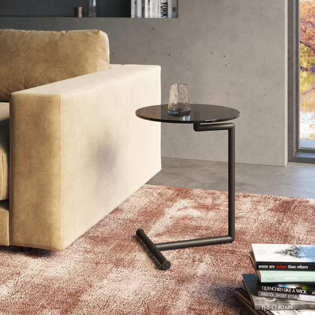 Table d'appoint design Easy Living pour salon - Noir brillant, diamètre 46 cm