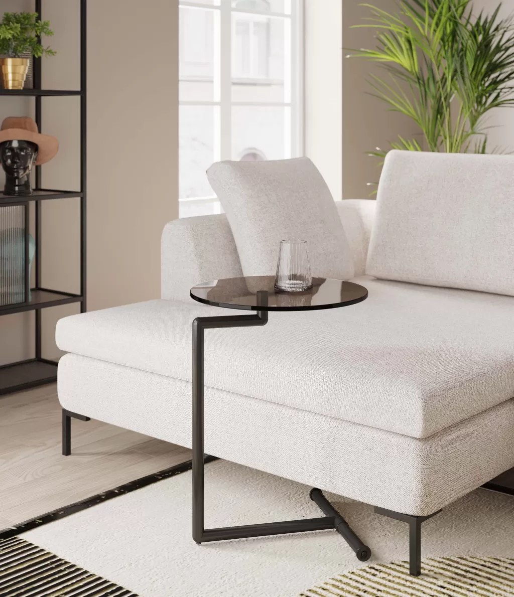 Table d'appoint design Easy Living pour salon - Noir brillant, diamètre 46 cm