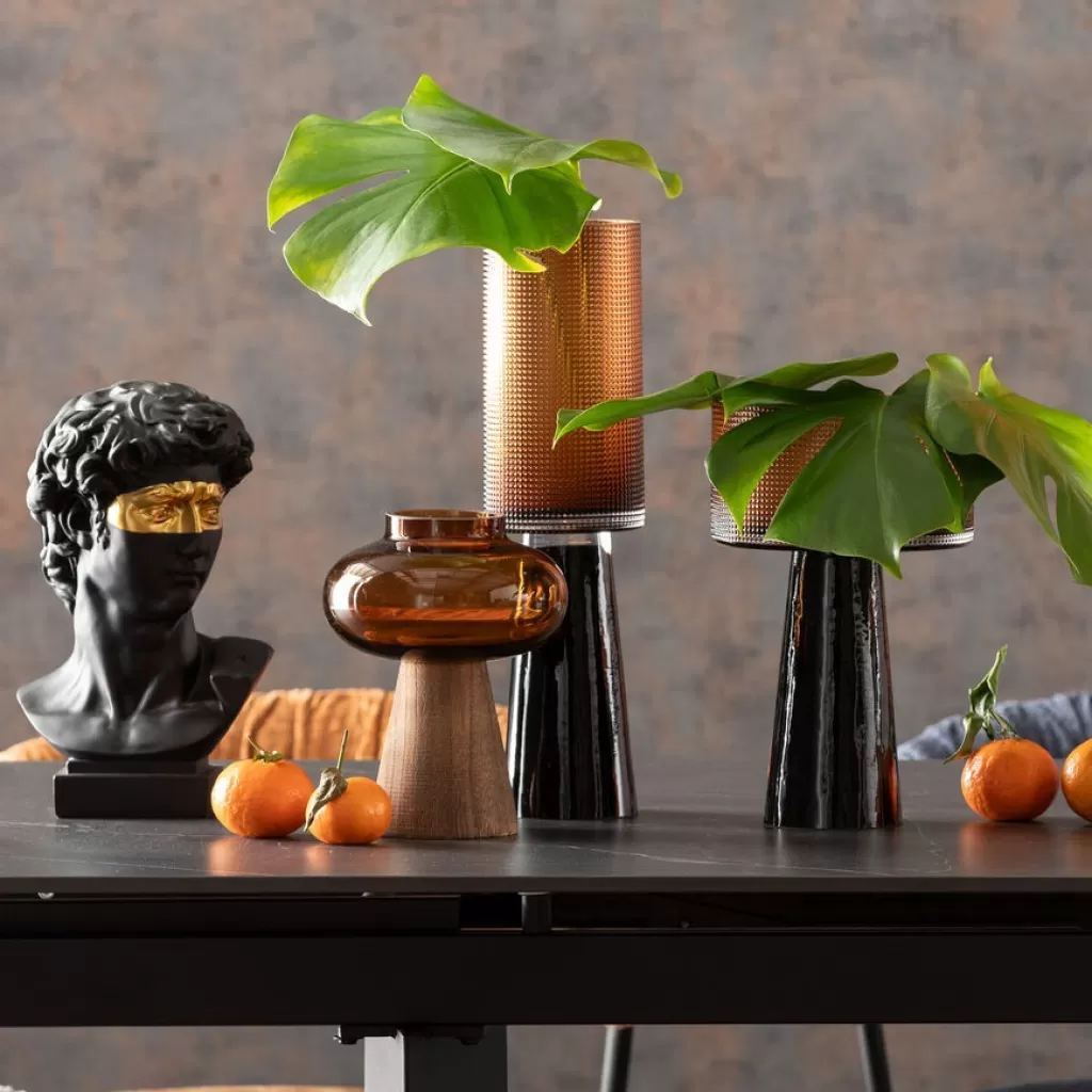 Vase Design Énigmatique Kare - Marron 41 cm pour Décor Salon Élégant