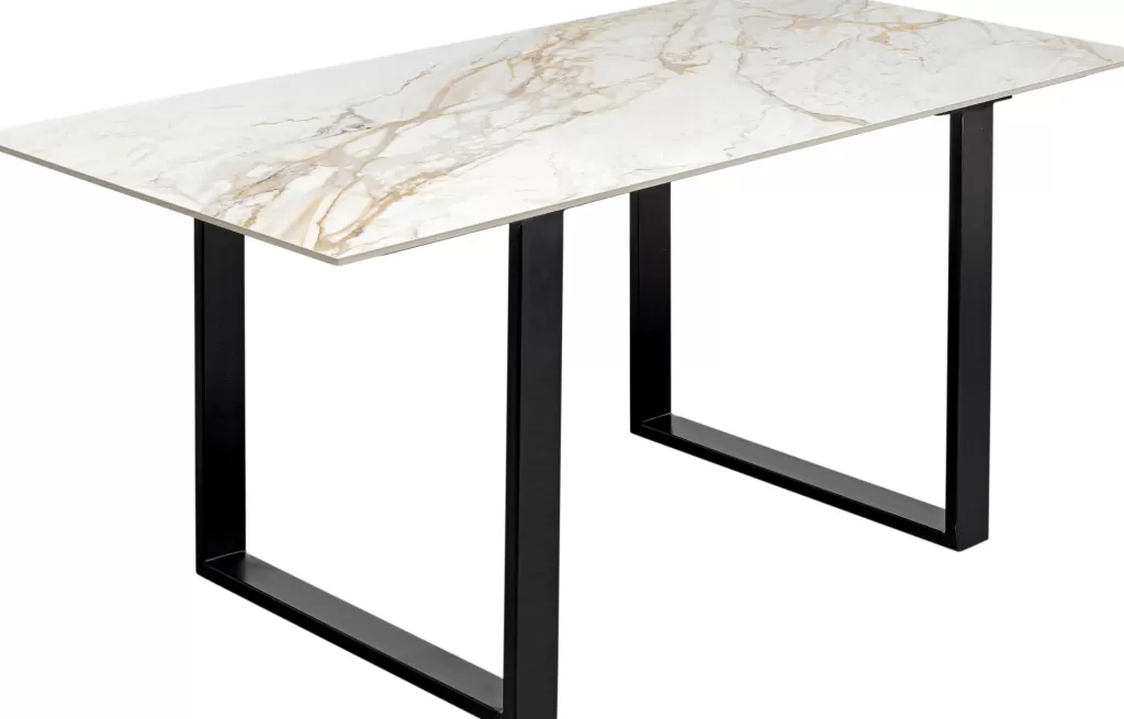 Table Eternity design contemporain - Plateau noir 160x80 cm avec piétement en U stylisé - Meuble signature KARE