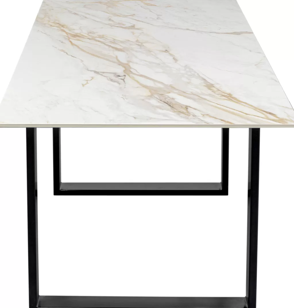 Table Eternity design contemporain - Plateau noir 160x80 cm avec piétement en U stylisé - Meuble signature KARE