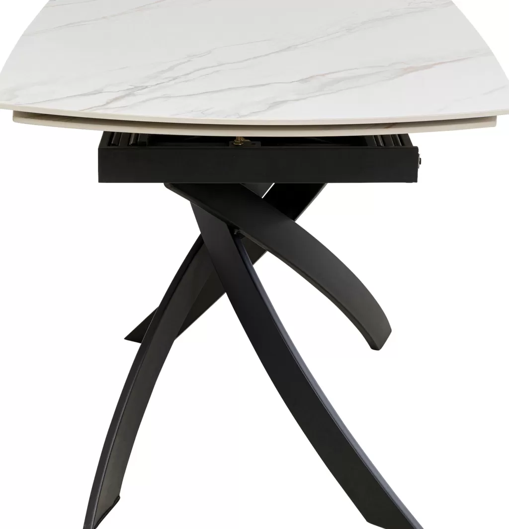 Table extensible Twist Onyx par KARE Design - Plateau 90 cm avec rallonges intégrées (120 à 180 cm) - Design contemporain élégant pour espaces modulables