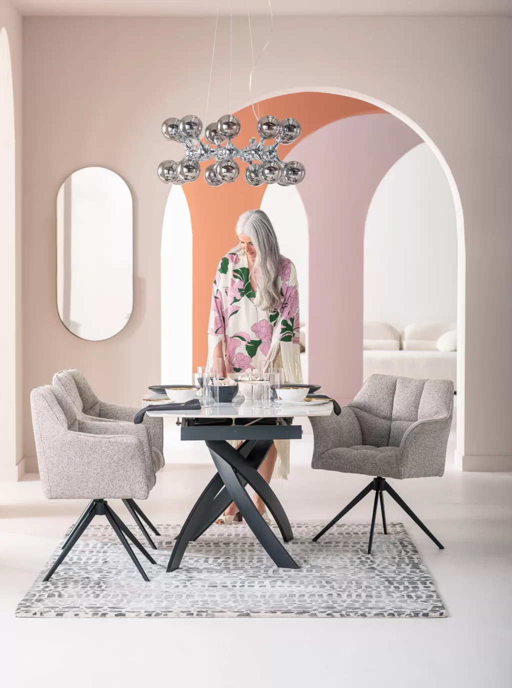 Table extensible Twist Onyx par KARE Design - Plateau 90 cm avec rallonges intégrées (120 à 180 cm) - Design contemporain élégant pour espaces modulables