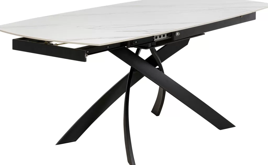 Table extensible Twist Onyx par KARE Design - Plateau 90 cm avec rallonges intégrées (120 à 180 cm) - Design contemporain élégant pour espaces modulables