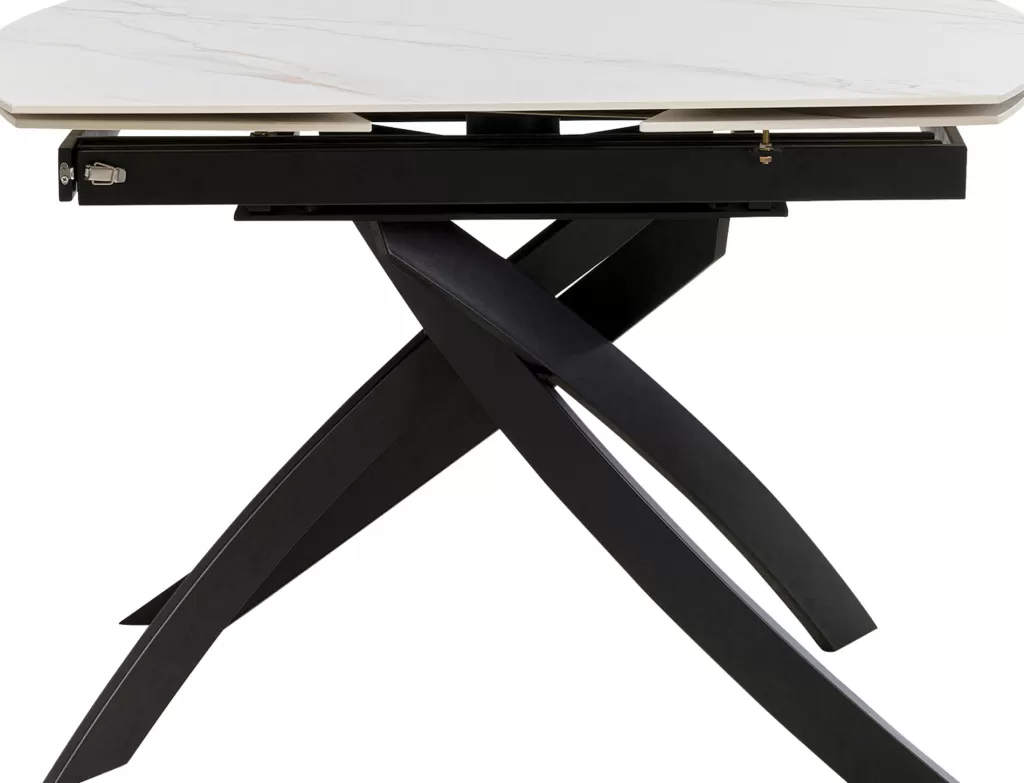 Table extensible Twist Onyx par KARE Design - Plateau 90 cm avec rallonges intégrées (120 à 180 cm) - Design contemporain élégant pour espaces modulables