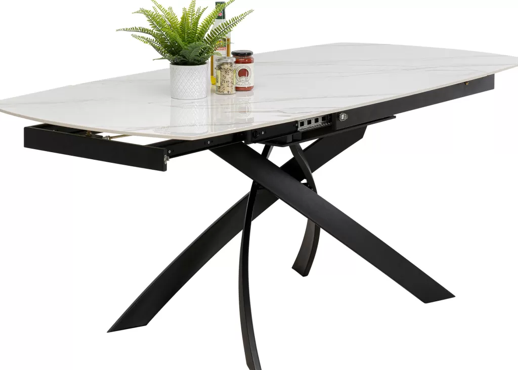 Table extensible Twist Onyx par KARE Design - Plateau 90 cm avec rallonges intégrées (120 à 180 cm) - Design contemporain élégant pour espaces modulables