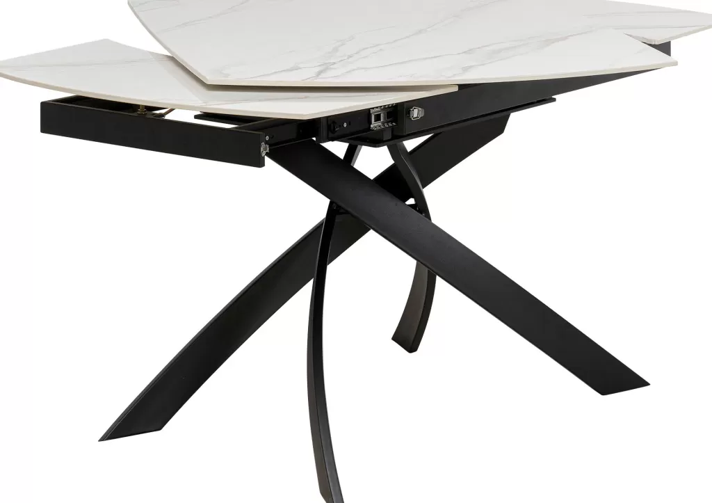 Table extensible Twist Onyx par KARE Design - Plateau 90 cm avec rallonges intégrées (120 à 180 cm) - Design contemporain élégant pour espaces modulables