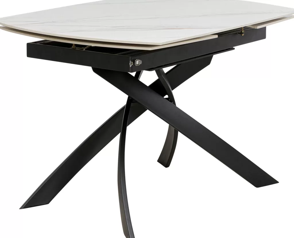 Table extensible Twist Onyx par KARE Design - Plateau 90 cm avec rallonges intégrées (120 à 180 cm) - Design contemporain élégant pour espaces modulables