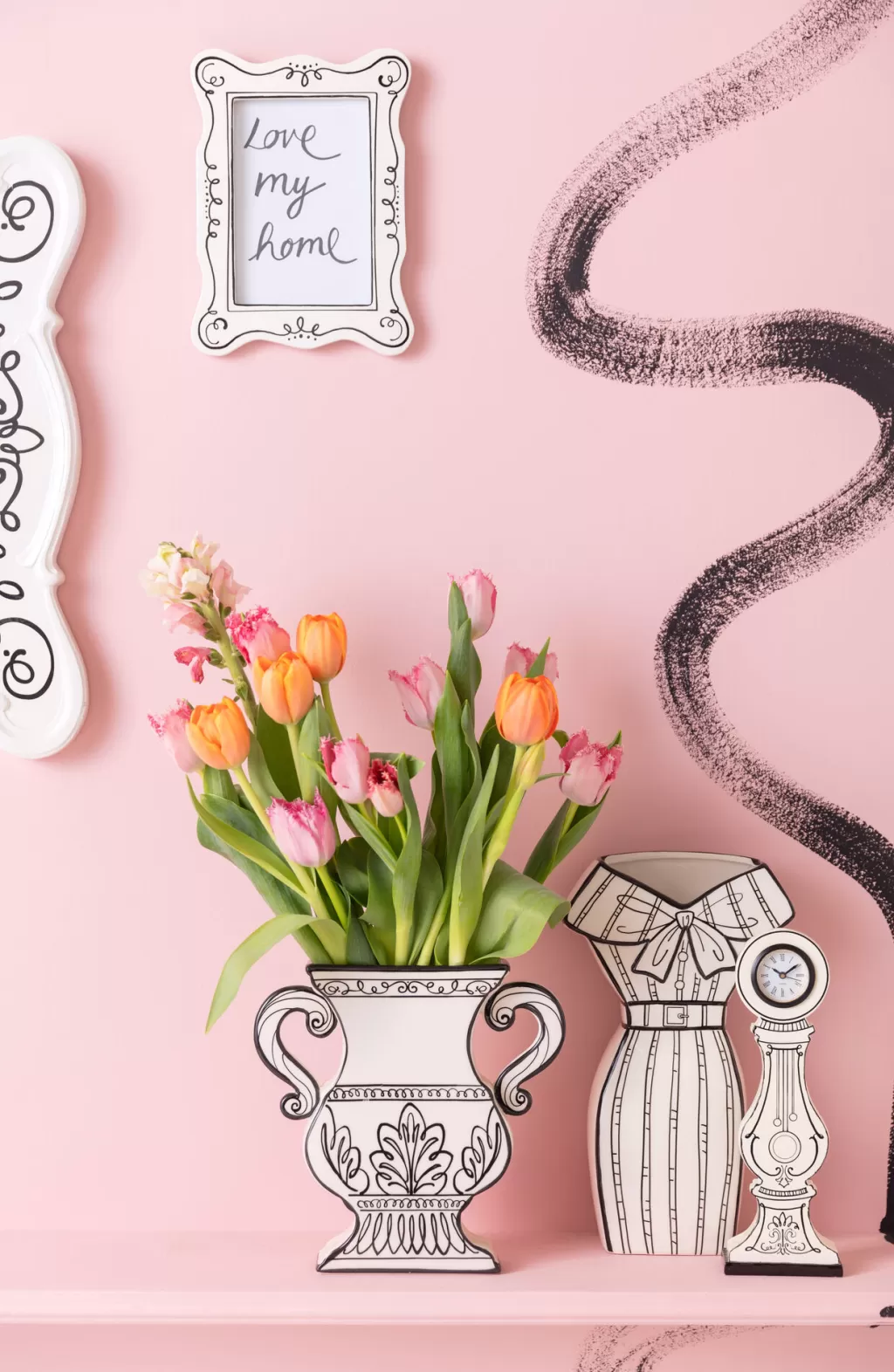 Élégant vase design KARE Design - Collection Favola - Hauteur 24 cm - Décor floral intemporel