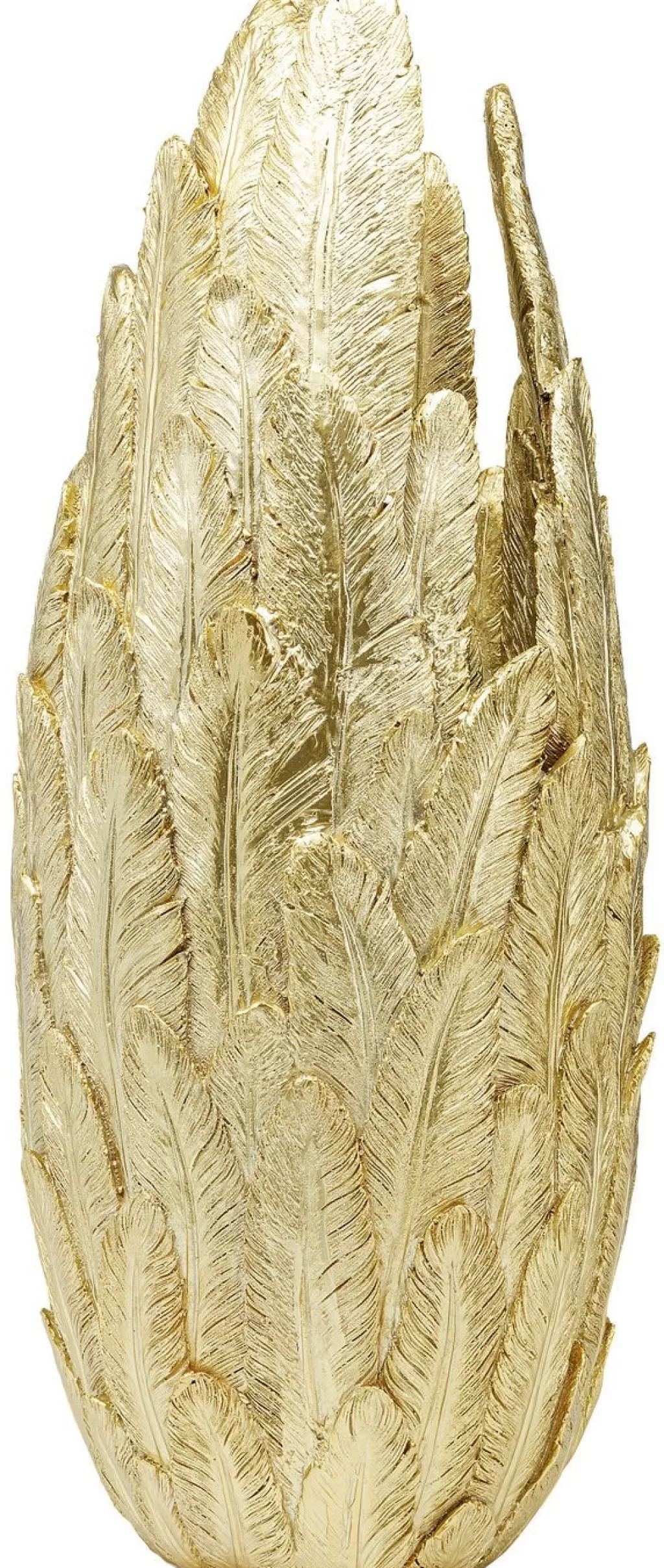 Vase décoratif KARE Design en métal doré à motifs plume - Hauteur 80 cm pour intérieur élégant