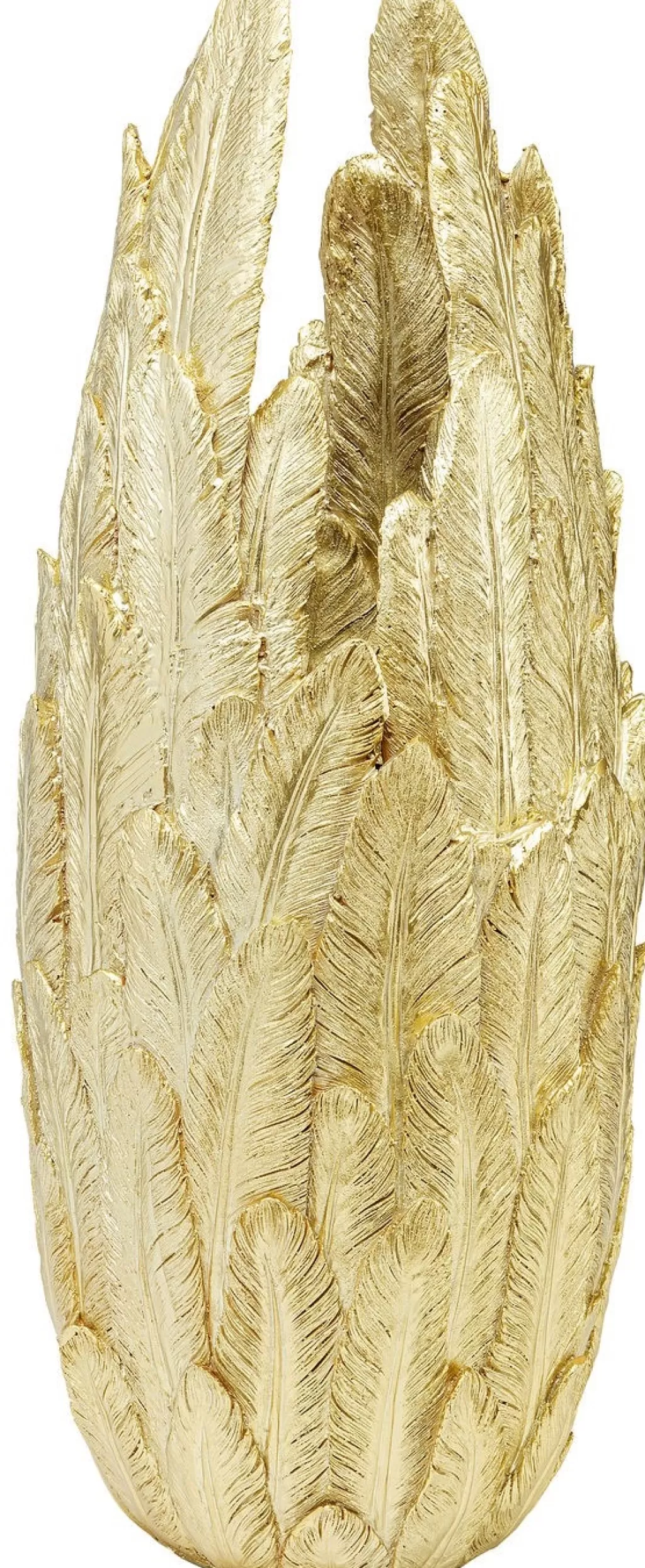 Vase décoratif KARE Design en métal doré à motifs plume - Hauteur 80 cm pour intérieur élégant
