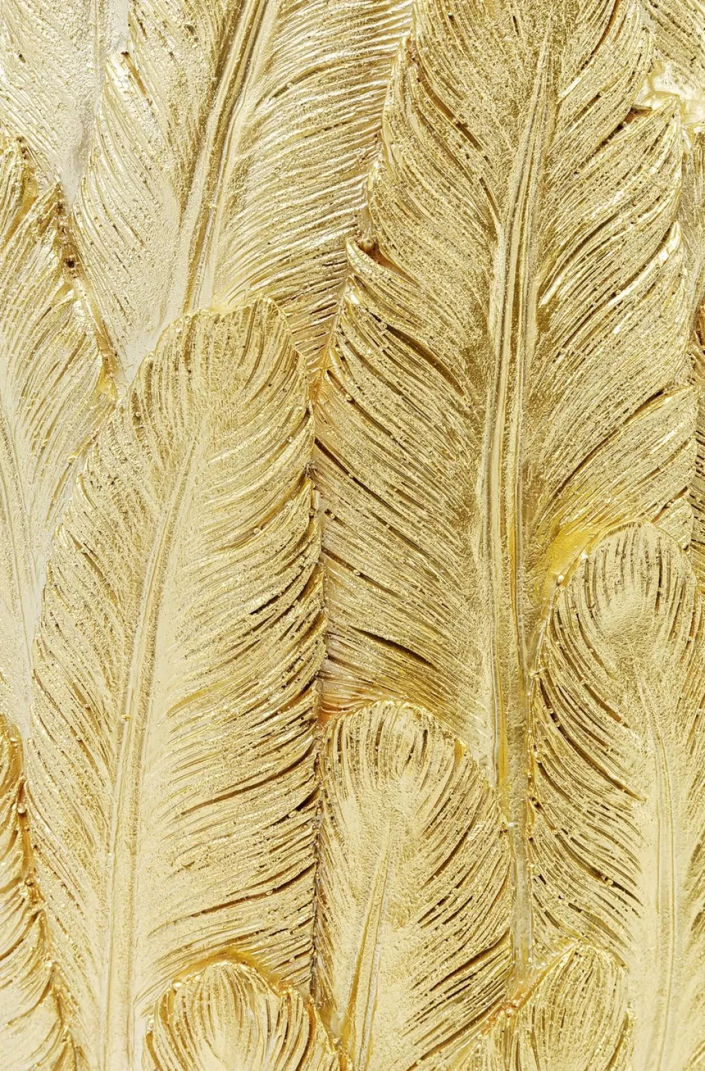 Vase décoratif KARE Design en métal doré à motifs plume - Hauteur 80 cm pour intérieur élégant