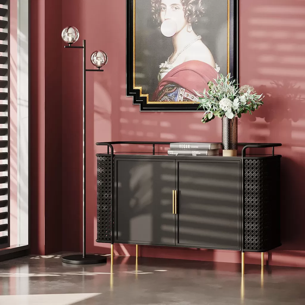 Table d'appoint design Fence Senkki par KARE - 120 x 70 cm pour salon élégant | Modèle contemporain avec structure métal et plateau bois 

[Version épurée pour décoration intérieure - Dimensions généreuses L120 x P70cm]