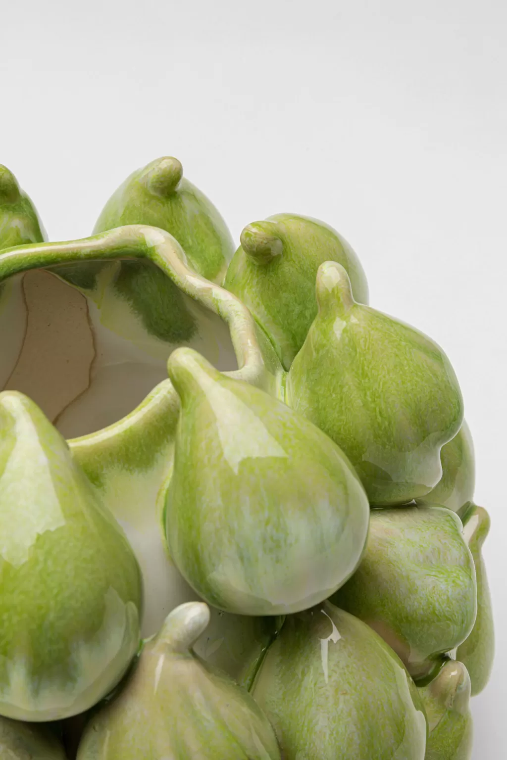 Vase design moderne KARE - Figuier décoratif en céramique, motif feuilles vertes - Hauteur 15 cm pour décoration intérieure élégante