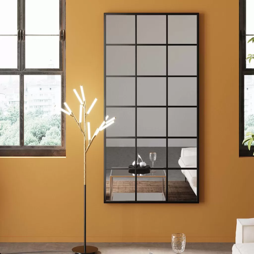 Miroir Mural Élégant Fenêtre – Cadre Métallique Noir 90x180 cm, Design Contemporain par KARE