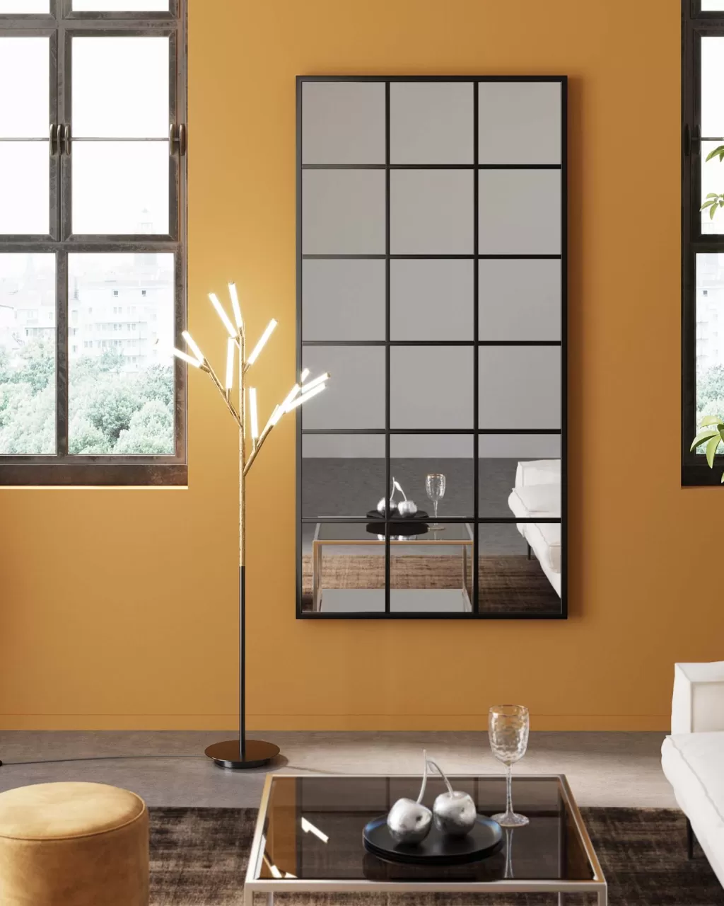 Miroir Mural Élégant Fenêtre – Cadre Métallique Noir 90x180 cm, Design Contemporain par KARE