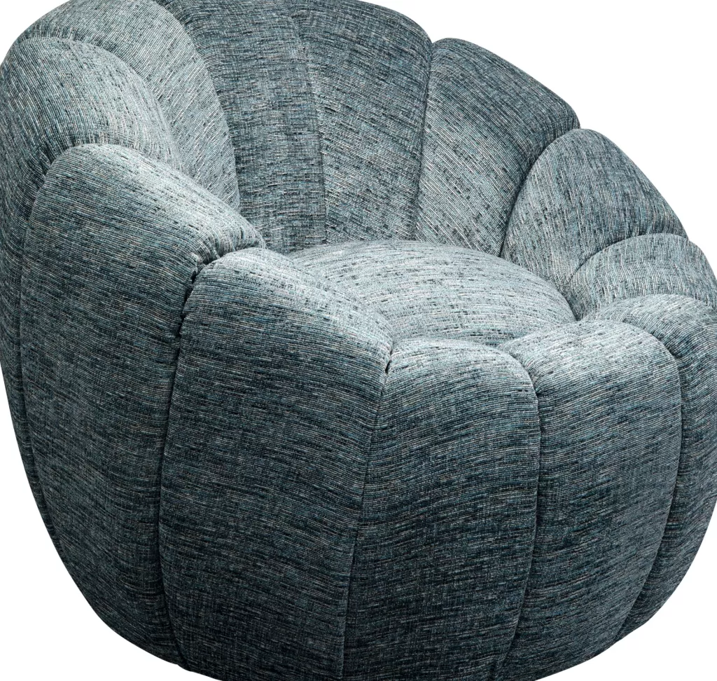 Fauteuil pivotant design Fiori bleu azur - Confort élégant et ligne épurée par KARE Design