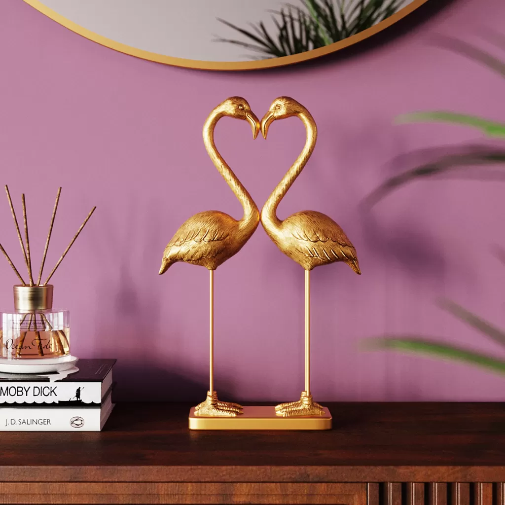 Décor Flamant Rose Doré 