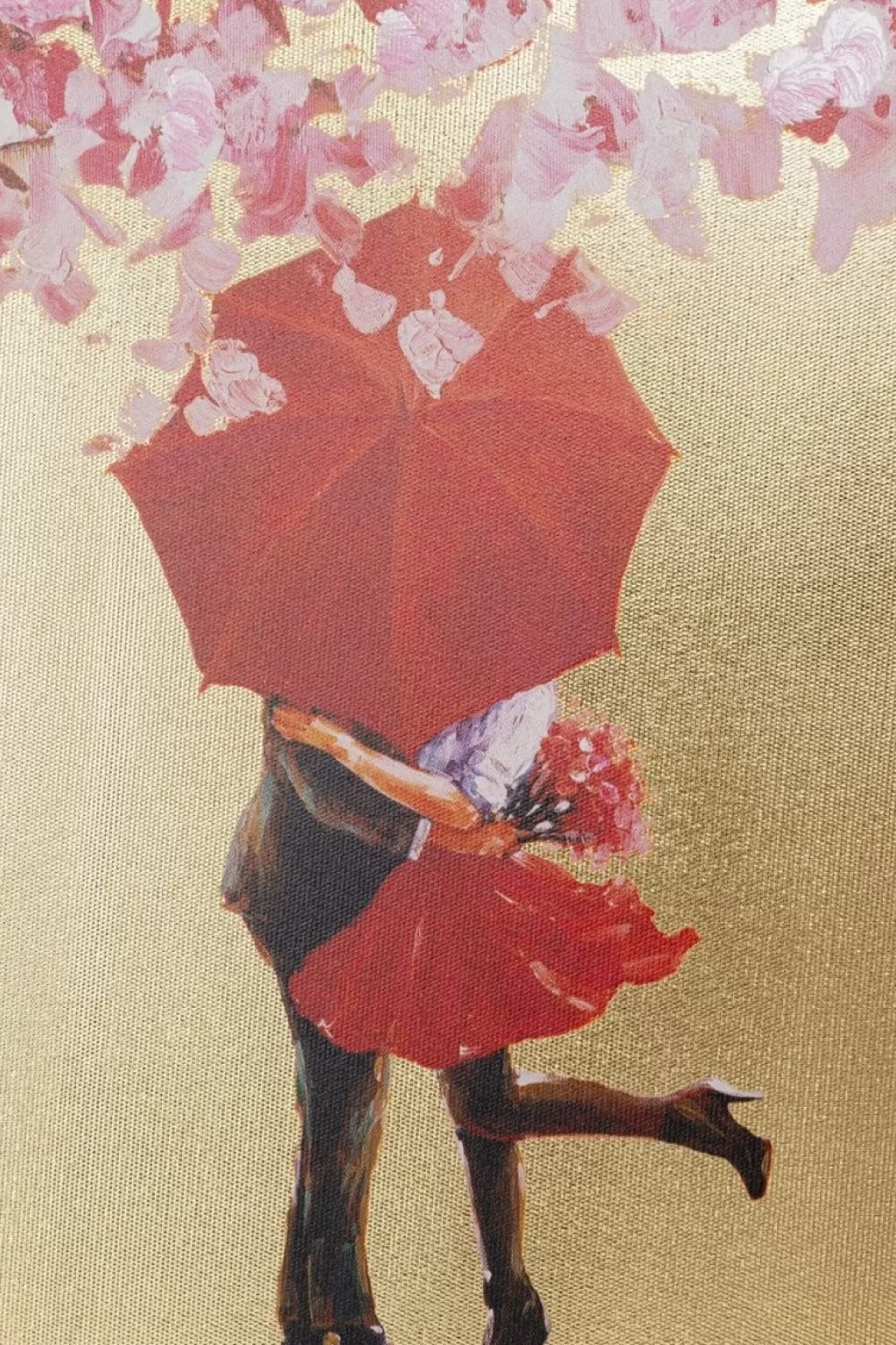 Tableau Décoratif Couple Fleuri – Design Moderne KARE, Dimensions 80x100 cm (Teinte Or Rose)